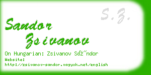 sandor zsivanov business card